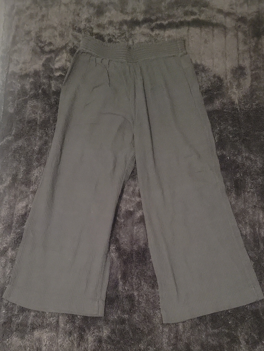 J. Crew Wide-Leg Smocked-Waist Pants in Soft Black